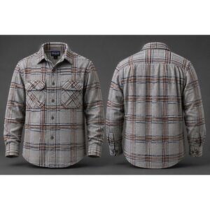 Patagonia WOMENS Fjord Flannel Shirt  MENS SMALL  Organic Cotton Plaid TAN